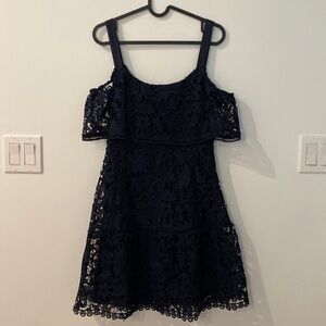 Navy blue lace dress - Mango